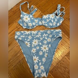 Floral print high waisted bikini set size M